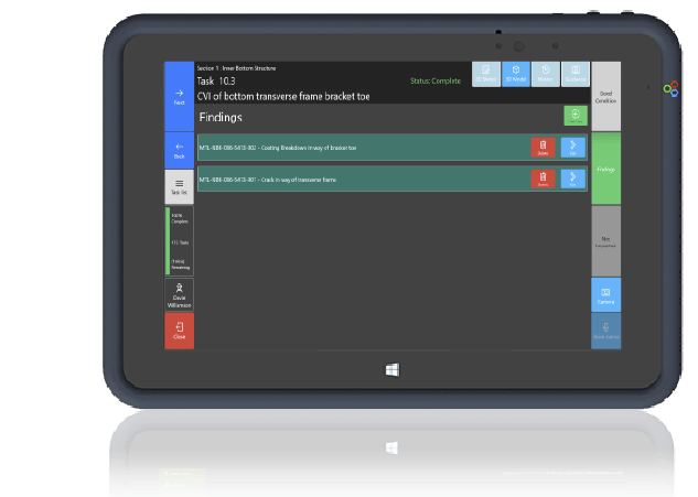 Inspection tablet graphic image