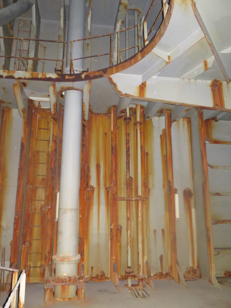 Image showing coating degradation and corrosion within a tank space of an FPSO.
